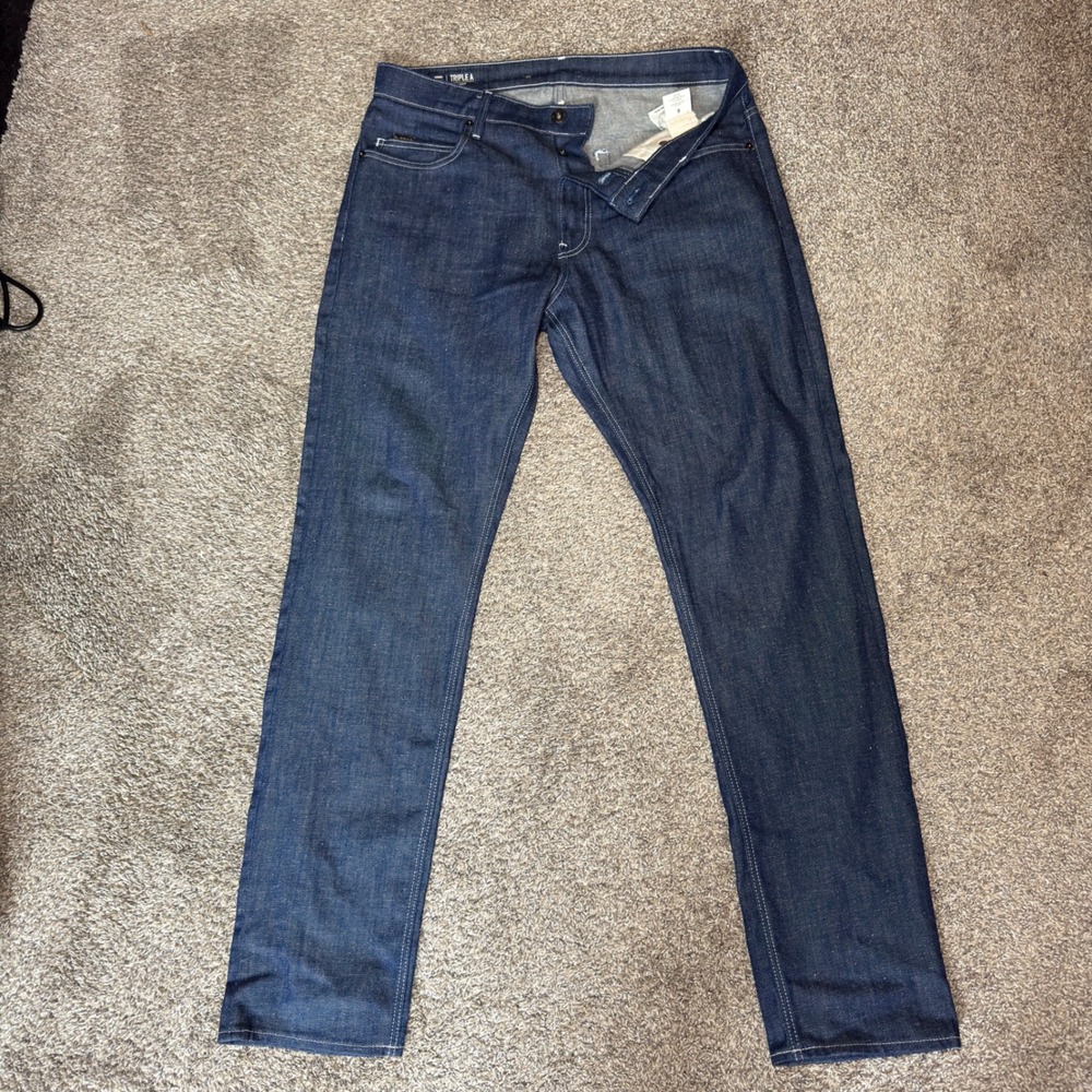 G-Star RAW Triple A Straight Jeans Mens Dark Wash Indigo‎ High Rise Denim Pants